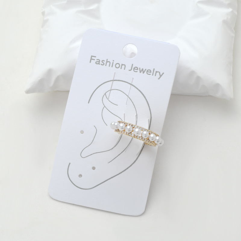 秋冬新款微镶锆石气质无耳洞耳环女小众设计感几何C形珍珠耳骨夹详情4