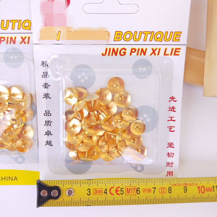 Gold card thumbtacks, office stationery, decorative thumbtacks, premium yellow round head thumbtacks, large head thumbtacks, 1 yuan, factory direct sales pic 5