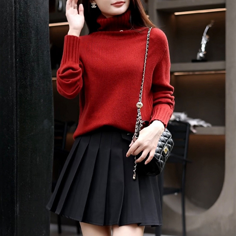 Fully formed seamless pure wool knitted sweater for women, 100% spring new style loose slimming round neck top wool sweater for women, fashionable and trendy, other categories pic 39