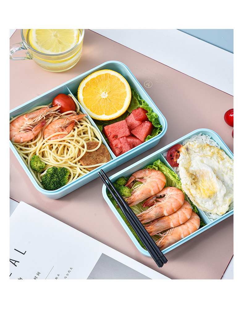 大容量长方形便当盒学生分格午饭盒简约便携保温饭盒可微波炉加热详情3