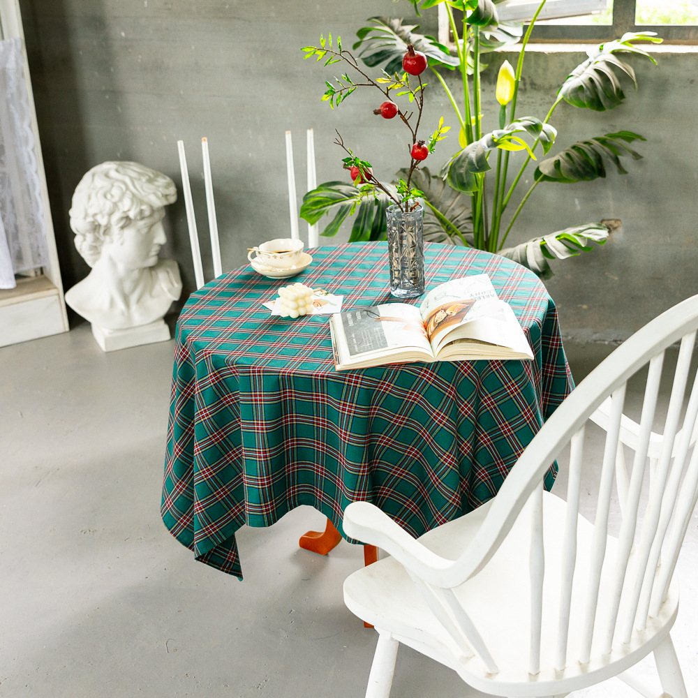 Cross-border Christmas holiday decoration table fabric, retro striped checkered cotton and linen restaurant party cover, Amazon pic 42