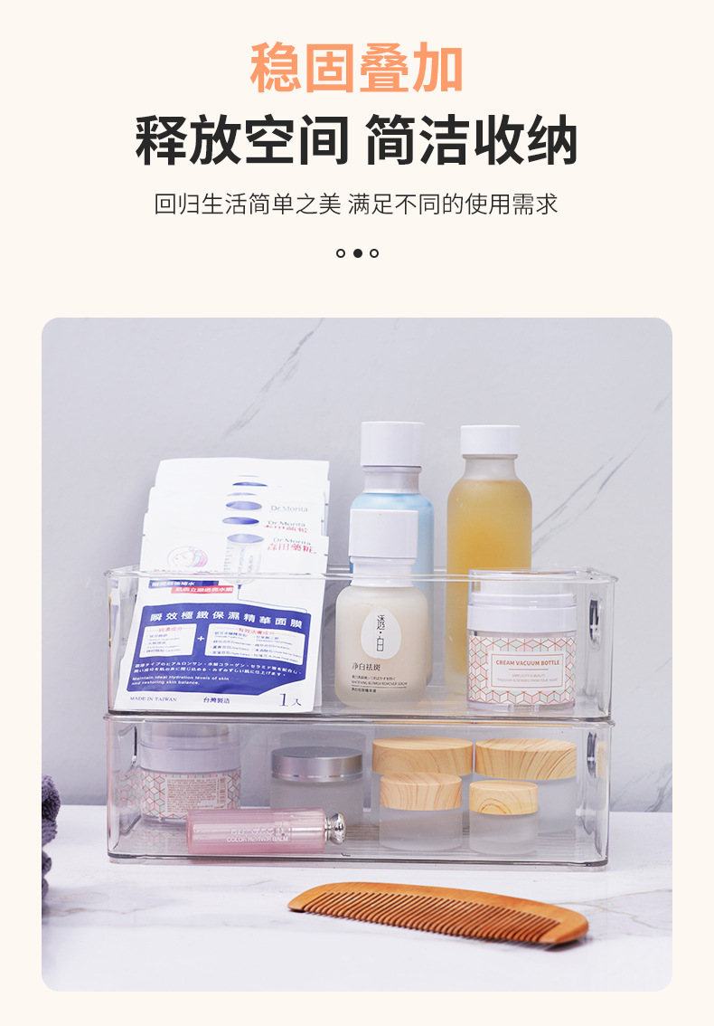 Small storage box, refrigerator food storage box, transparent uncovered with handle storage box, cosmetics and skin care products pic 5