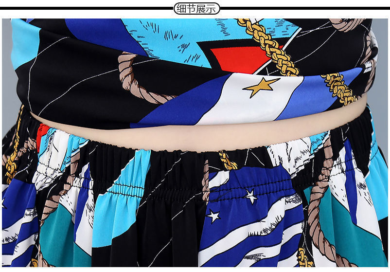 夏季套装女式潮流时尚连衣裙短裤两件套碎花雪纺显瘦遮肉薄款套装详情24