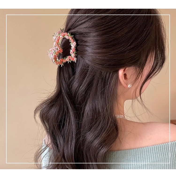 High-end pink flower hairpin for women, 2025 new style sweet heart-shaped BB clip, side bangs hairpin headwear pic 45