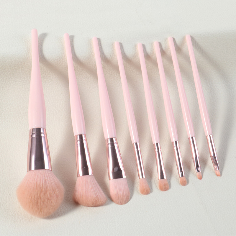 Matte pink 8-piece makeup brush set, loose powder blush brush, storage beauty tools, complete set of soft-bristled makeup brushes pic 6