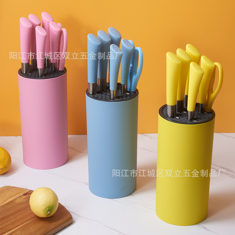 跨境热销不锈钢刀具套装 厨房用品厨具6件套印花刀礼盒水果刀套刀详情3