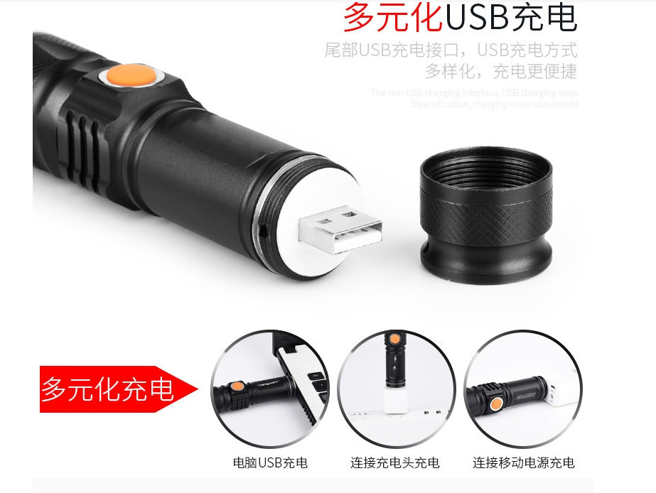 A powerful flashlight with USB charging function pic 1