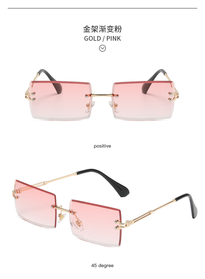 New frameless trimmed square gradient ocean sunglasses, European and American fashion, Instagram-popular street style sunglasses pic 23