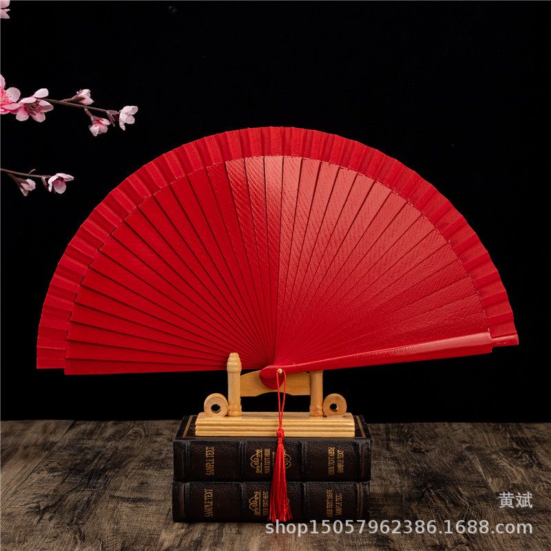 9寸易开合无花亮光西班牙木头扇舞蹈扇子旗袍走秀跳舞扇折扇详情1