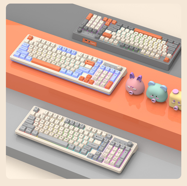 Viper K98 wireless Bluetooth dual-mode mechanical feel keyboard, fashionable color-blocking office luminous gaming computer keyboard pic 19