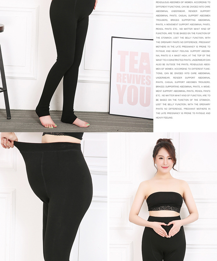 630g plus-size maternity pants for autumn and winter, with fleece and thickened warmth, one-piece cotton pantyhose, adjustable belly support, leggings pic 11