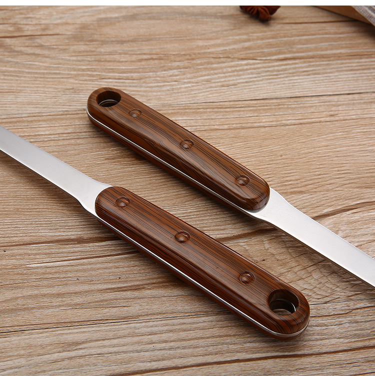 Chaosheng Hardware 201 Non-magnetic Stainless Steel 3-millimeter plastic handle wood-grain imitation cooking spatula, soup spoon and kitchenware set pic 9