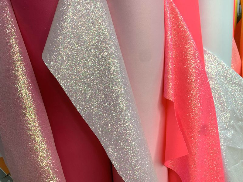 Polyester stretch fabric, toy fabric, seven-color powder headwear, hair accessory, bag fabric, Gree magic color laser fabric pic 3