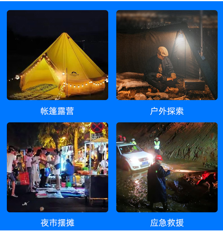 义乌闪电鹰跨境新品强光手电筒可充电多功能超亮手提探照灯露营灯详情22