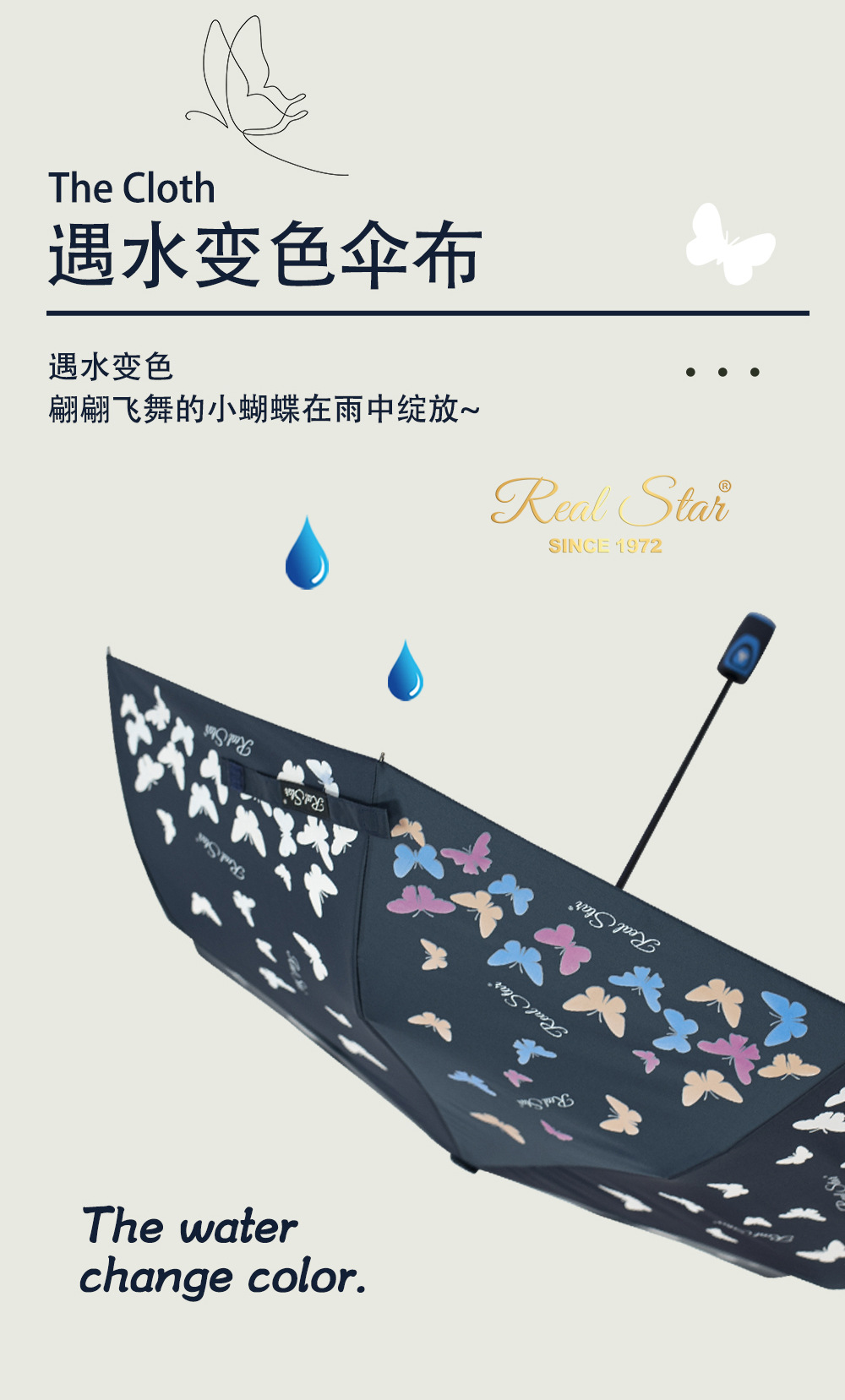 Wholesale export of new semi-automatic three-fold umbrellas that change color when exposed to water for foreign trade pic 8
