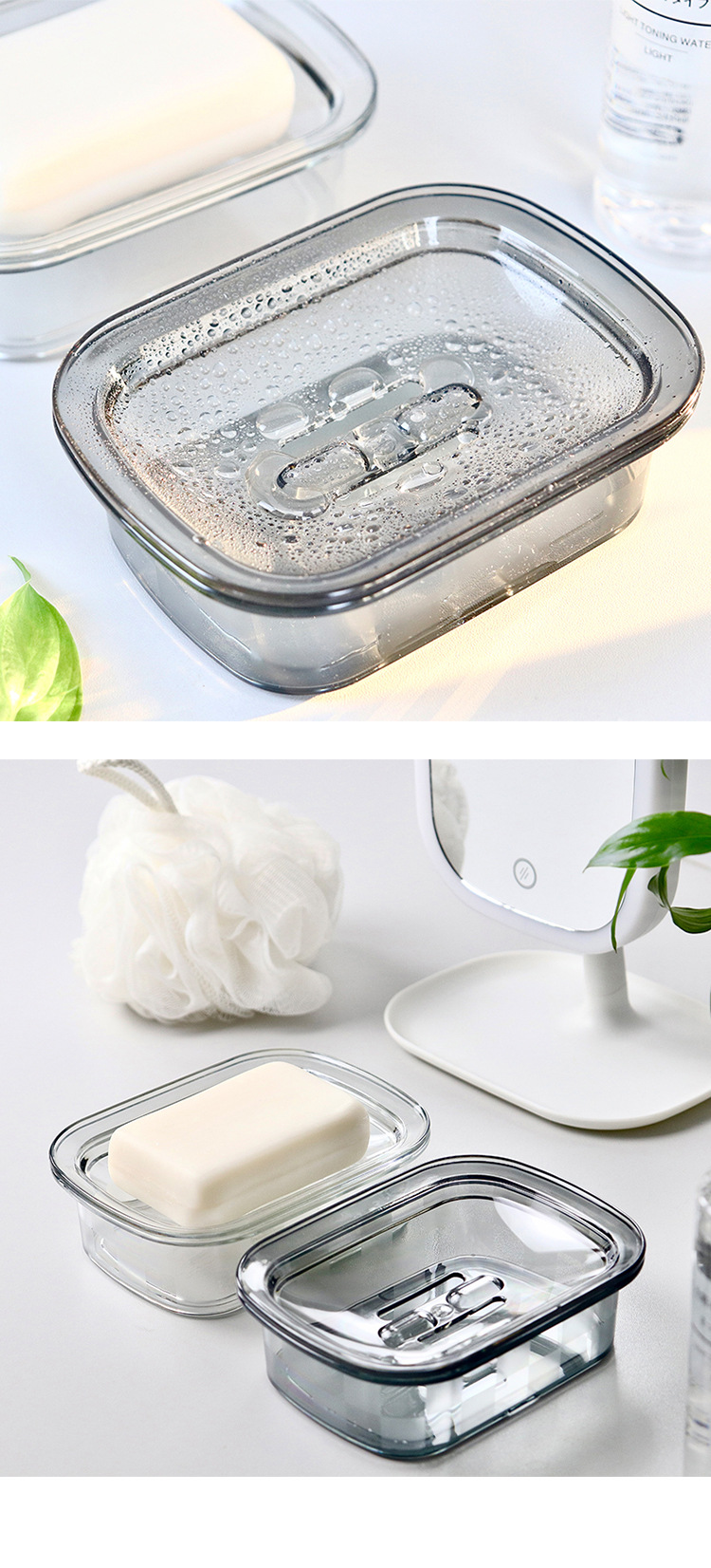 轻奢塑料香皂盒卫浴香皂架便携式洗衣皂双层沥水皂盒卫生间肥皂盒详情3