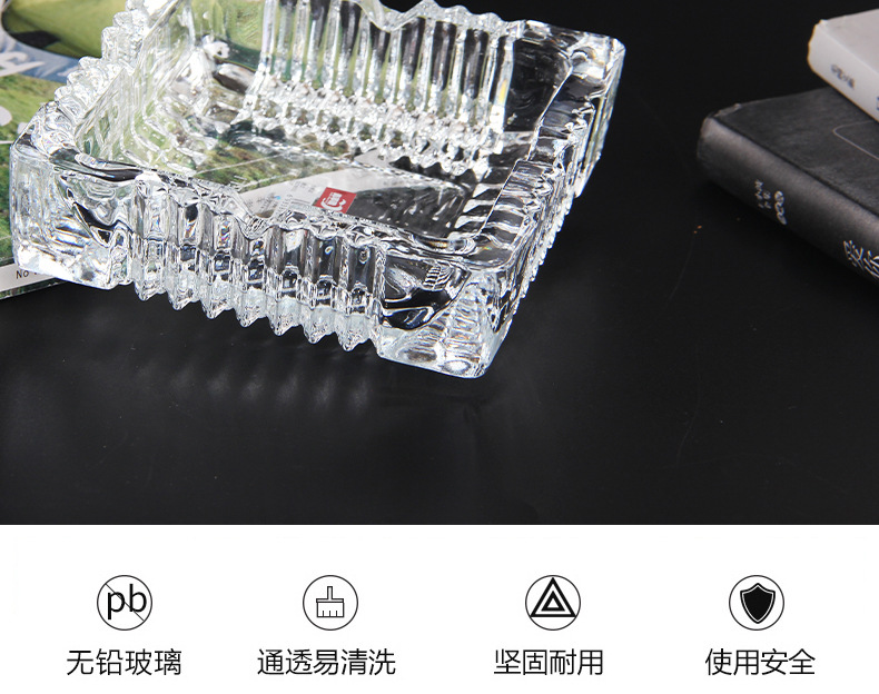 Green Apple Classic ashtray Square Wheel Ashtray YG1016 series wholesale Creative transparent ashtray for hotel and household use pic 2