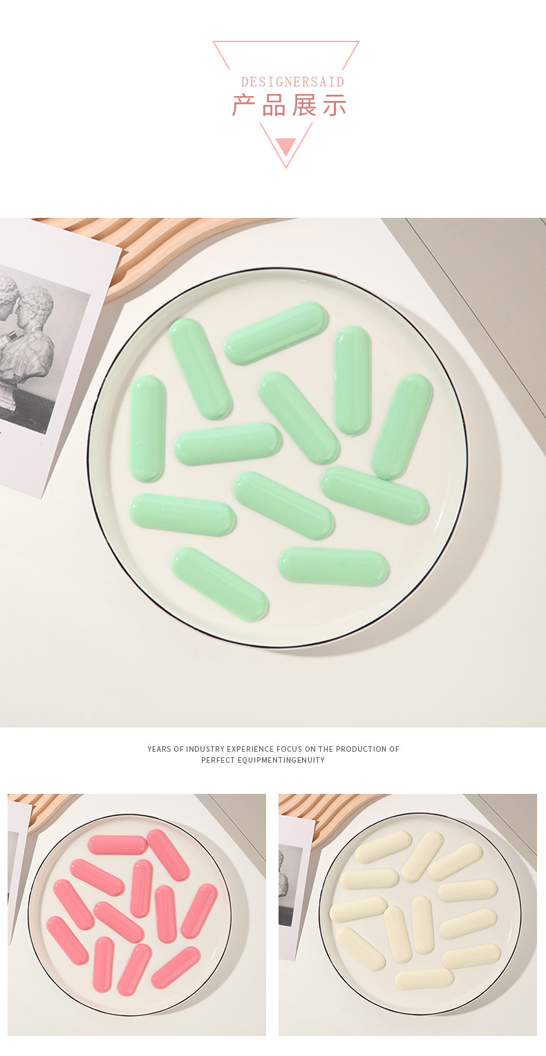 Acrylic glossy oval long strip candy-colored hair clip patch diy accessory, Macron color bestseller pic 4