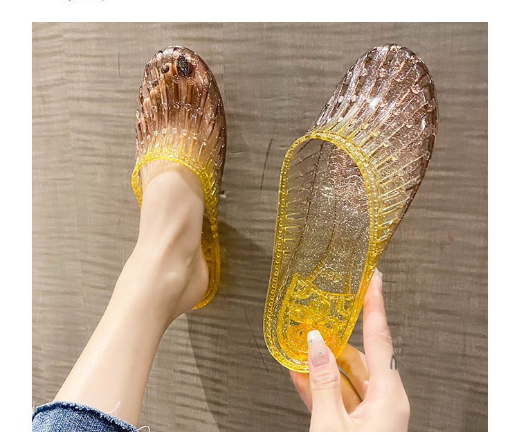 水晶拖鞋女透明洗澡防滑居家中老年妈妈凉拖鞋夏季外穿包头半拖鞋详情13