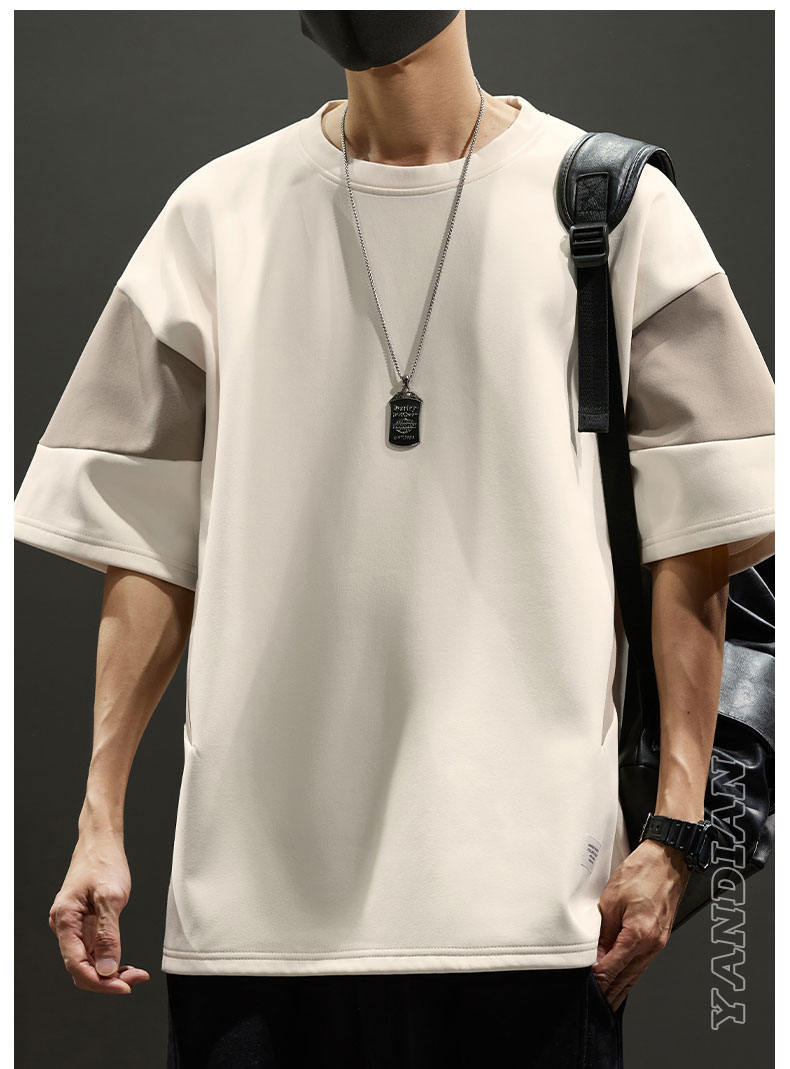 夏季新爆款港风拼色短袖大童青少年T恤学生打底气质简单潮牌小众详情12