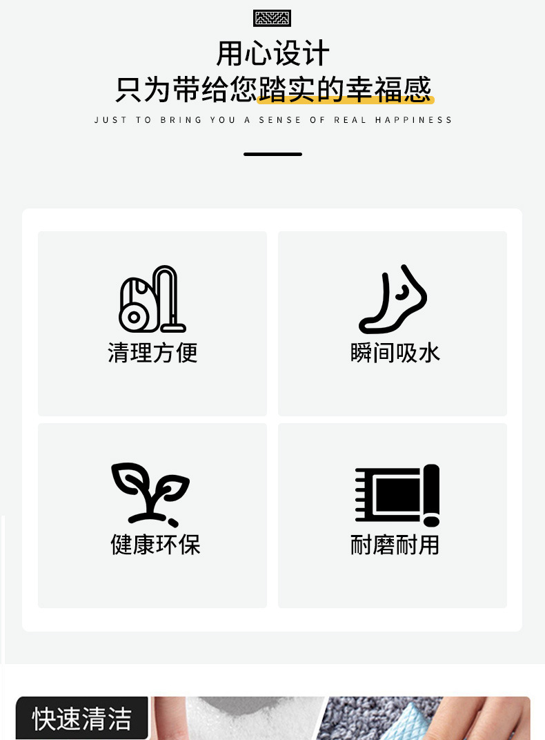 厨房地垫硅藻泥软垫免洗可擦洗地毯入户门垫进门防滑垫吸水脚垫详情3