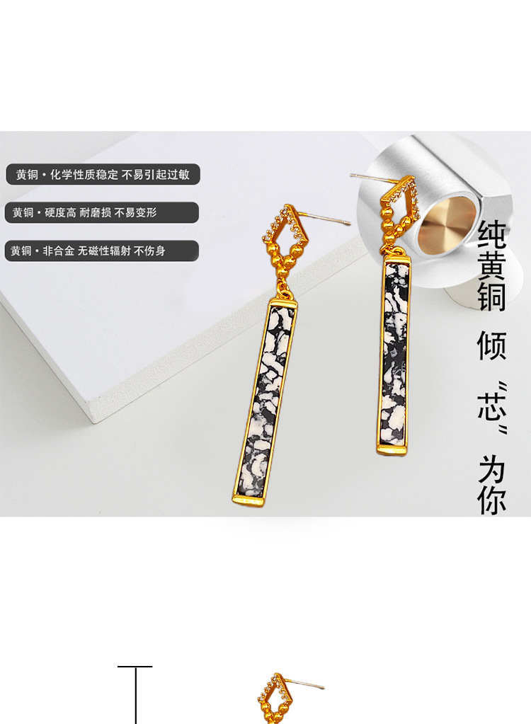 原创青岛耳饰欧美风轻奢简约长流苏天然石耳环个性时尚耳坠耳饰品详情3