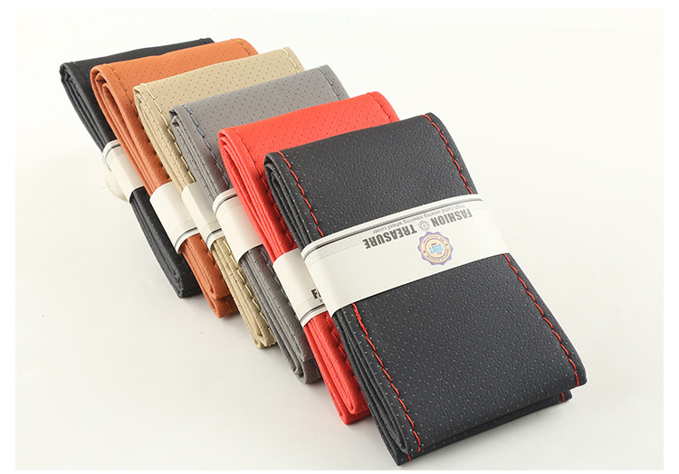 汽车手缝超纤皮把套柔软滑防方向盘套新款仿超纤皮革外贸车内用品详情16