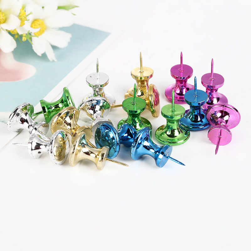 Factory wholesale of color-sized thumbtacks, photo wall hand-pressed large head nails, decorative cork board I-shaped nails pic 4