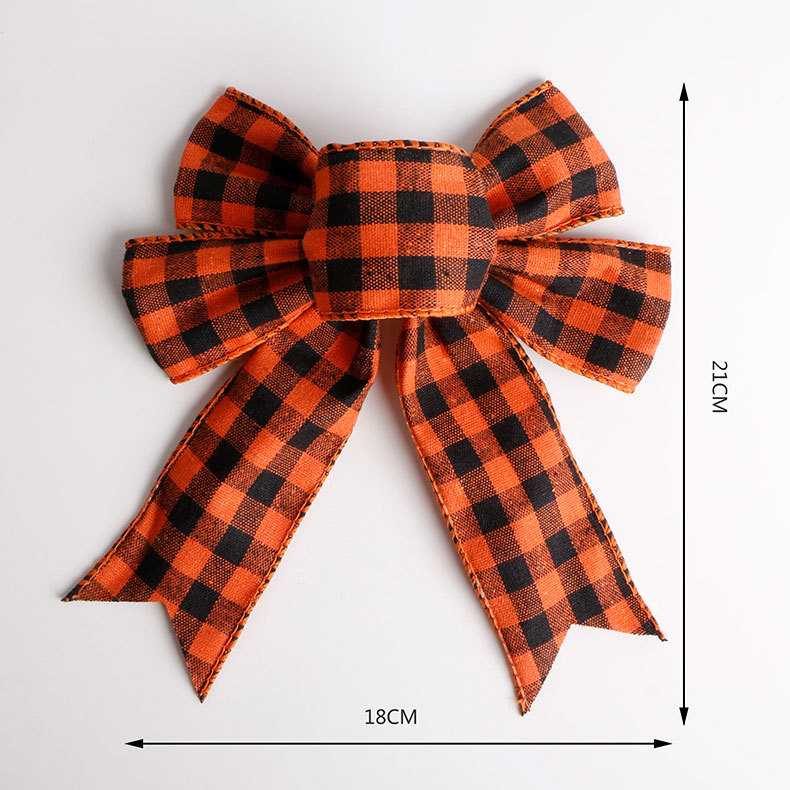 Wholesale of handcrafted Christmas tree ornaments and pendants with black, white, red and black checkered patterns made of Simisi faux linen ribbons pic 29