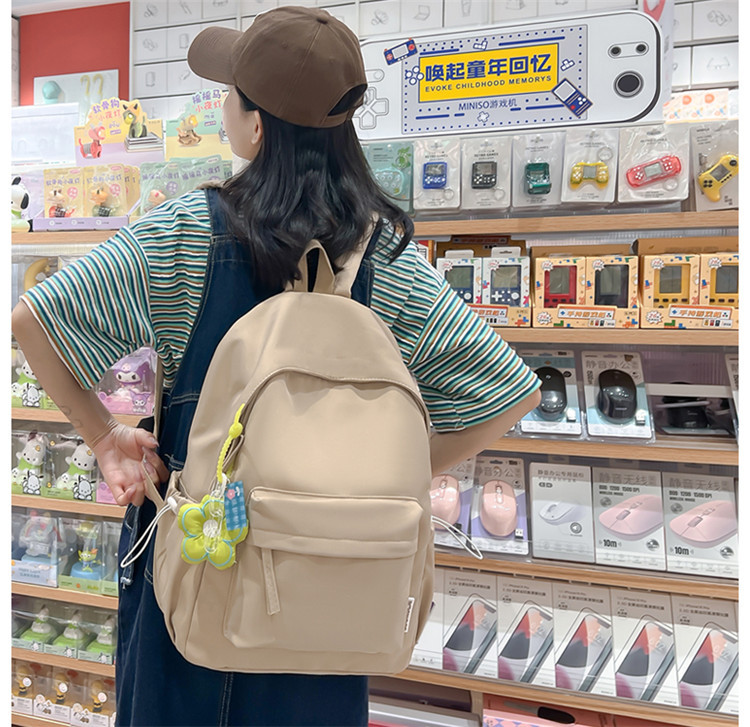 高颜值小清新ins纯色书包大学生背包新款初中高中生大容量双肩包详情7