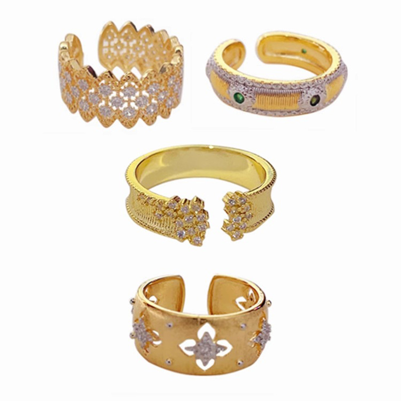 Vintage jewelry, retro rings, women's ins style, 18k gold-plated, light luxury, diamond-encrusted, niche high-end feel, new heavy brushed fashion rings, other categories pic 10