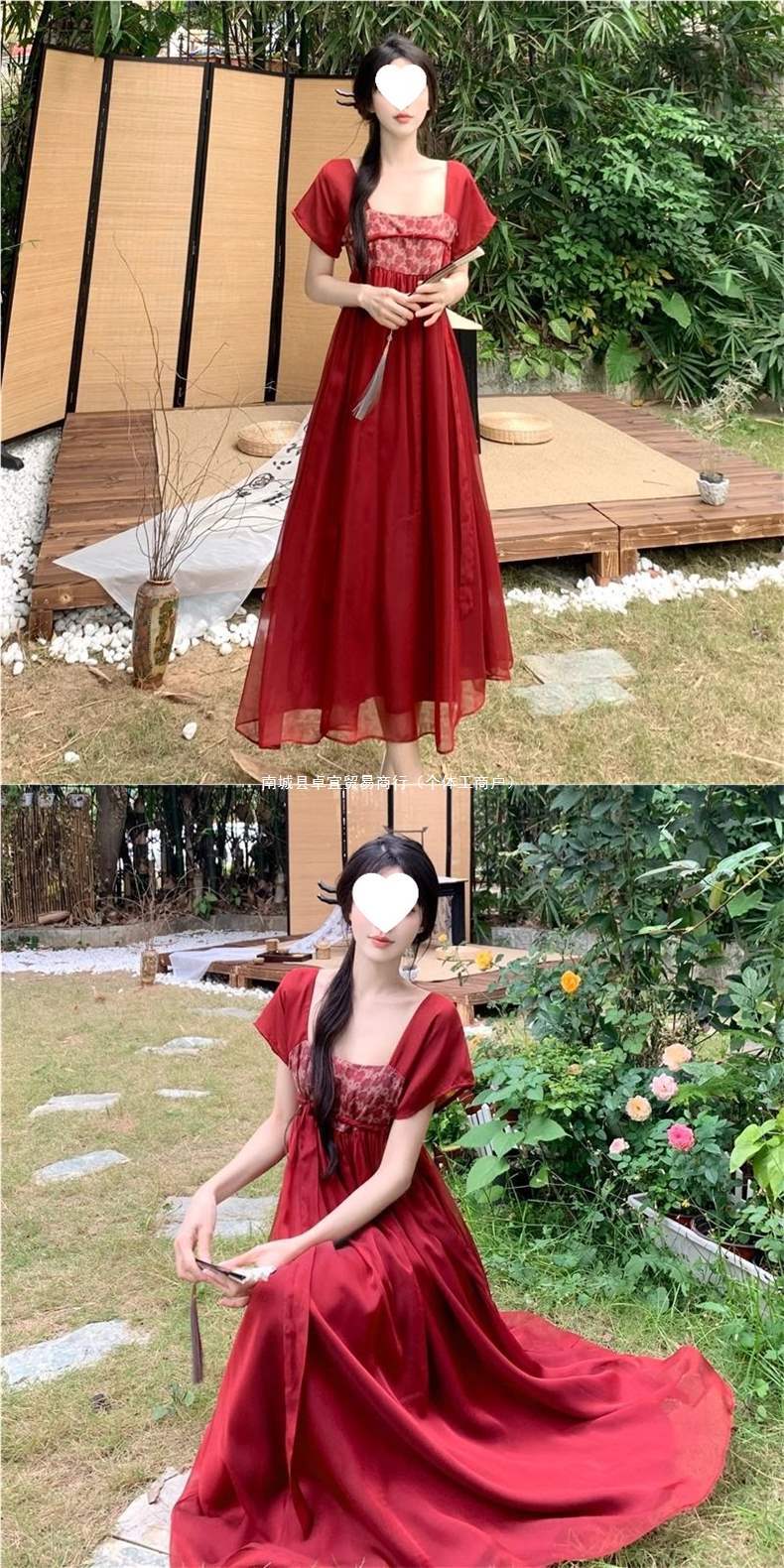 国潮大码新中式改良汉服连衣裙女夏季胖mm复古国风宽松遮肚显瘦长裙子详情1