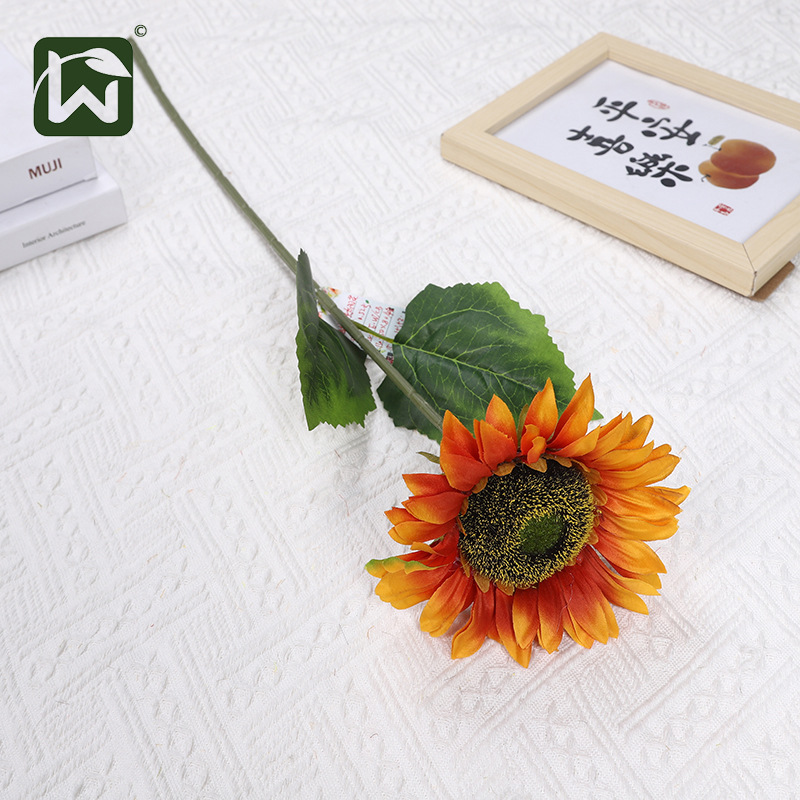 【】 New faux flower single sunflower, retro oil painting sunflower, home living room decoration, suitable for photography pic 19