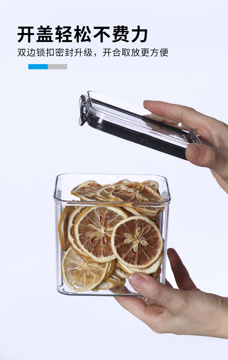 Sealed transparent household kitchen storage box for grains and cereals, food-grade plastic storage tank for snacks, nuts and dried goods pic 9
