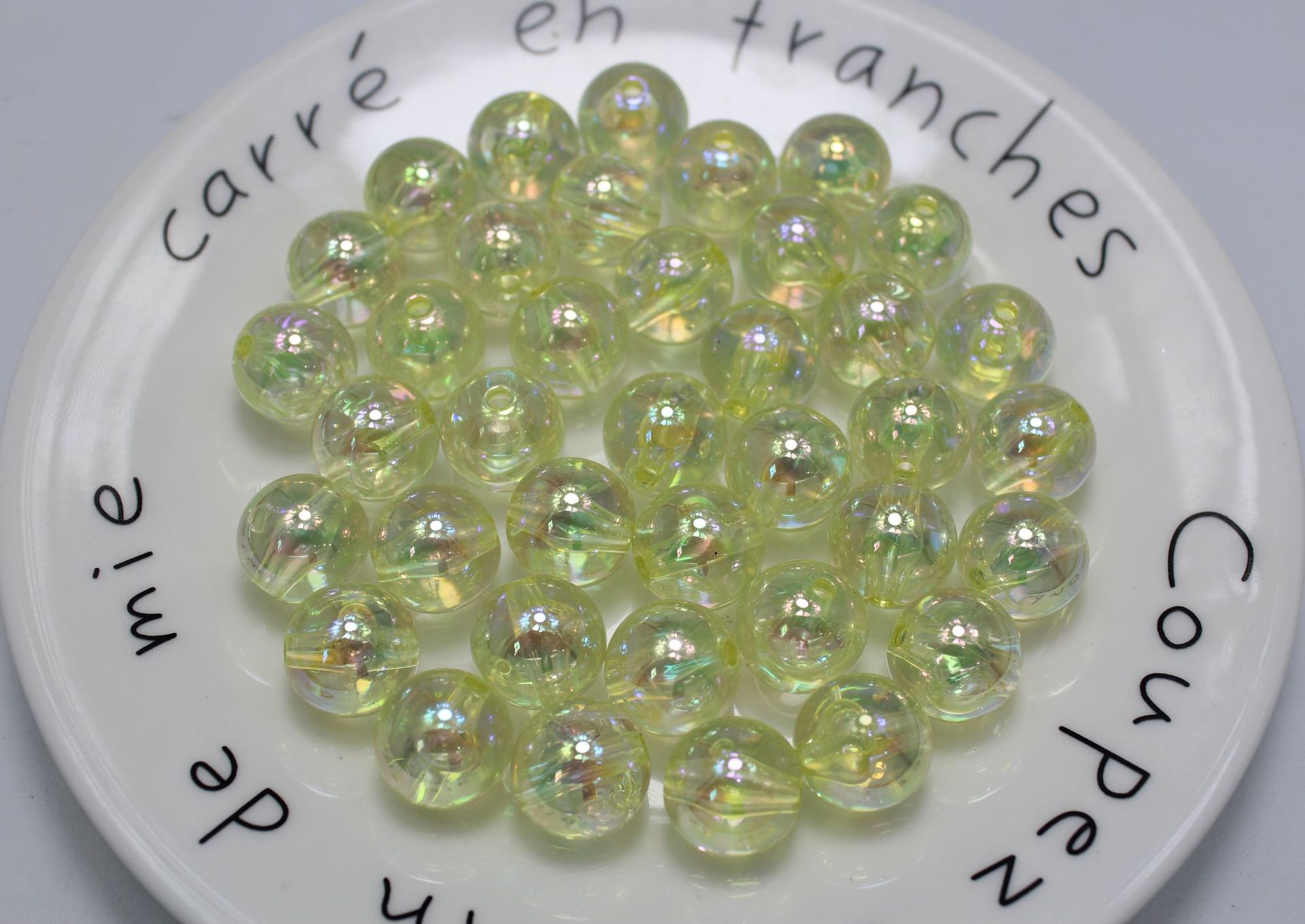 Acrylic through-hole round beads 16mm straight hole transparent UV-plated beads diy jewelry material, wholesale of string beads and loose beads pic 6