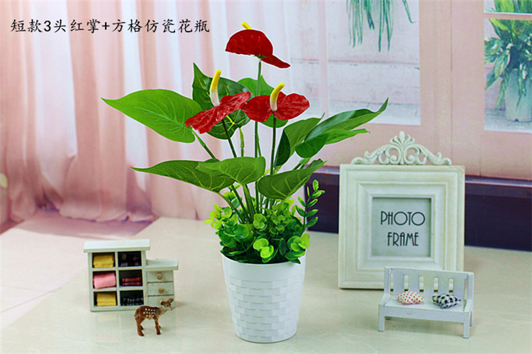 批发绿植红掌假花客厅装饰绿色植物落地塑料假花摆设盆栽绢花盆景详情31
