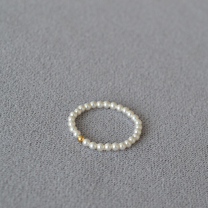 A 14K gold-encrusted small gold bead from the United States, a delicate and simple handcrafted finger ring imitating the small pearls of the Shi family pic 4