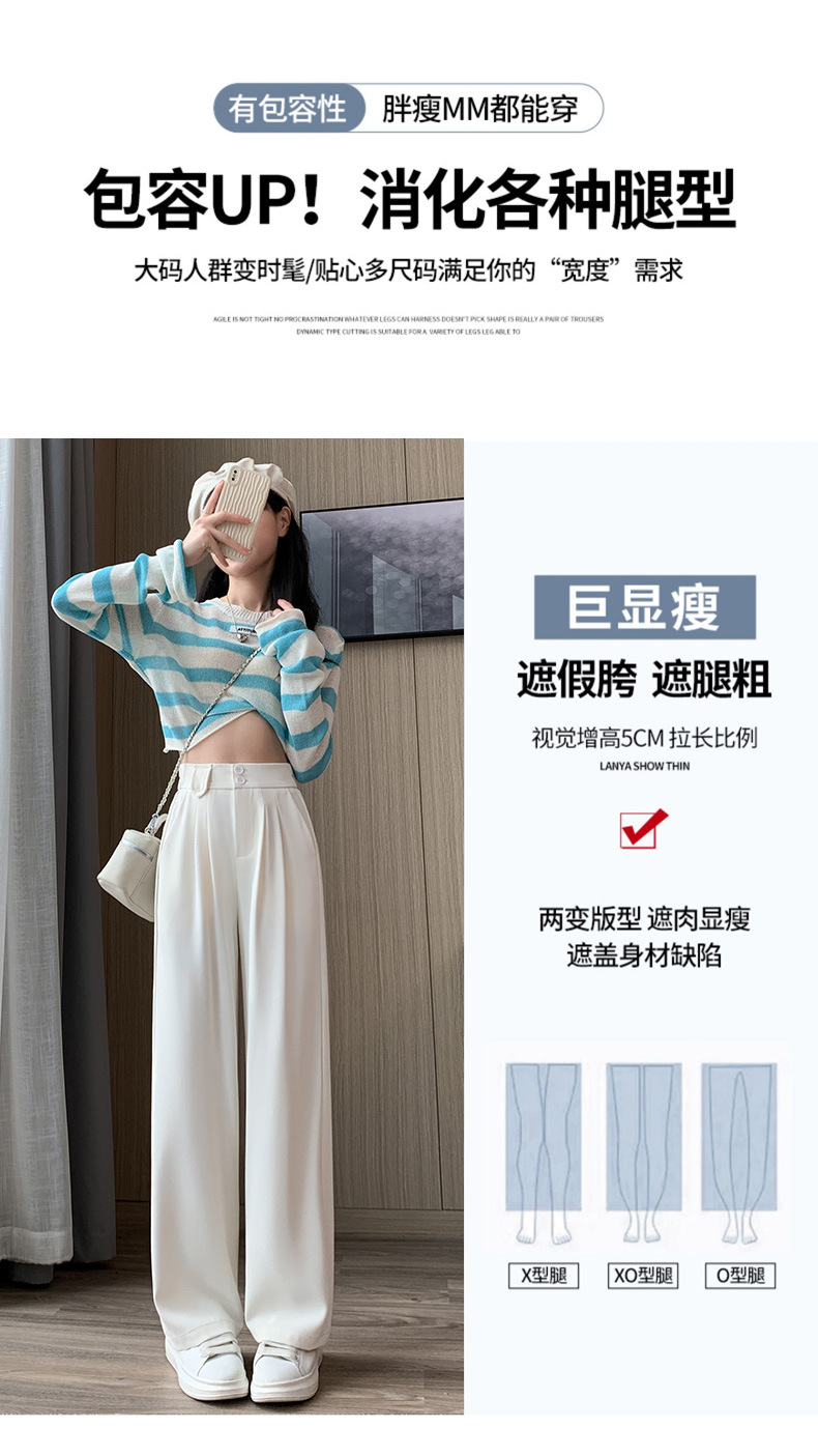 王奕婷同款西装阔腿裤女春秋夏显瘦垂感梨形身材双扣休闲直筒拖地详情11