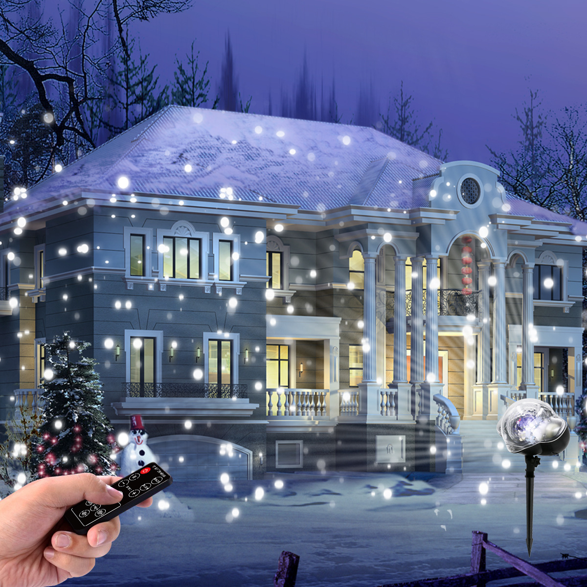 2019 new cross-border exclusive MINI snow light, outdoor waterproof RF remote control Christmas snow light, lawn light pic 18
