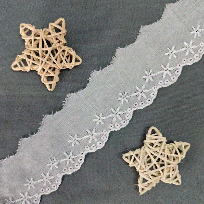 Wholesale of cotton embroidered lace, hollowed-out lace, embroidered skirt hem, clothing accessories, milk silk, perforated, barcode 2.5 pic 117