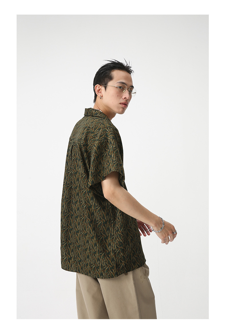 MTLCLOTHES男装|2023夏款新品复古碎花韩版宽松休闲短袖衬衣详情15
