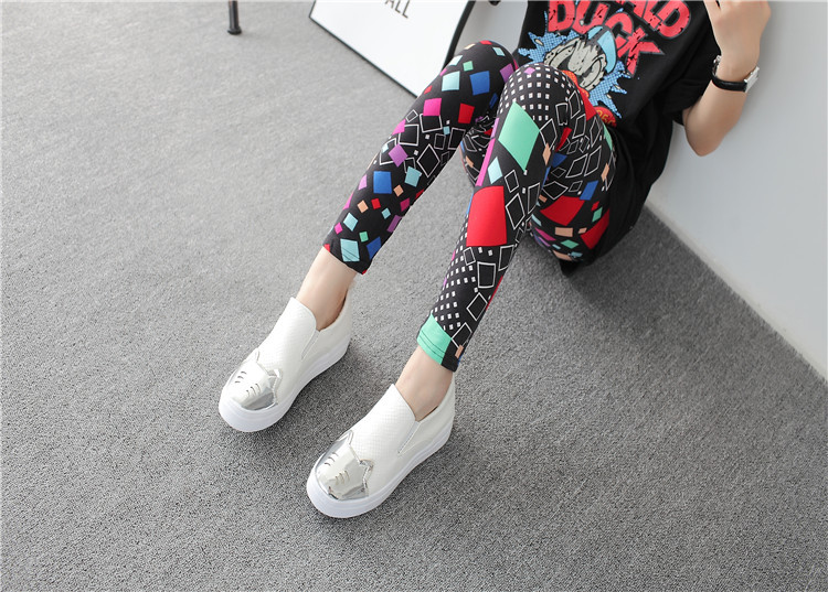 New spring dress, large-sized stretch, colorful star graffiti, personalized leggings for women pic 54