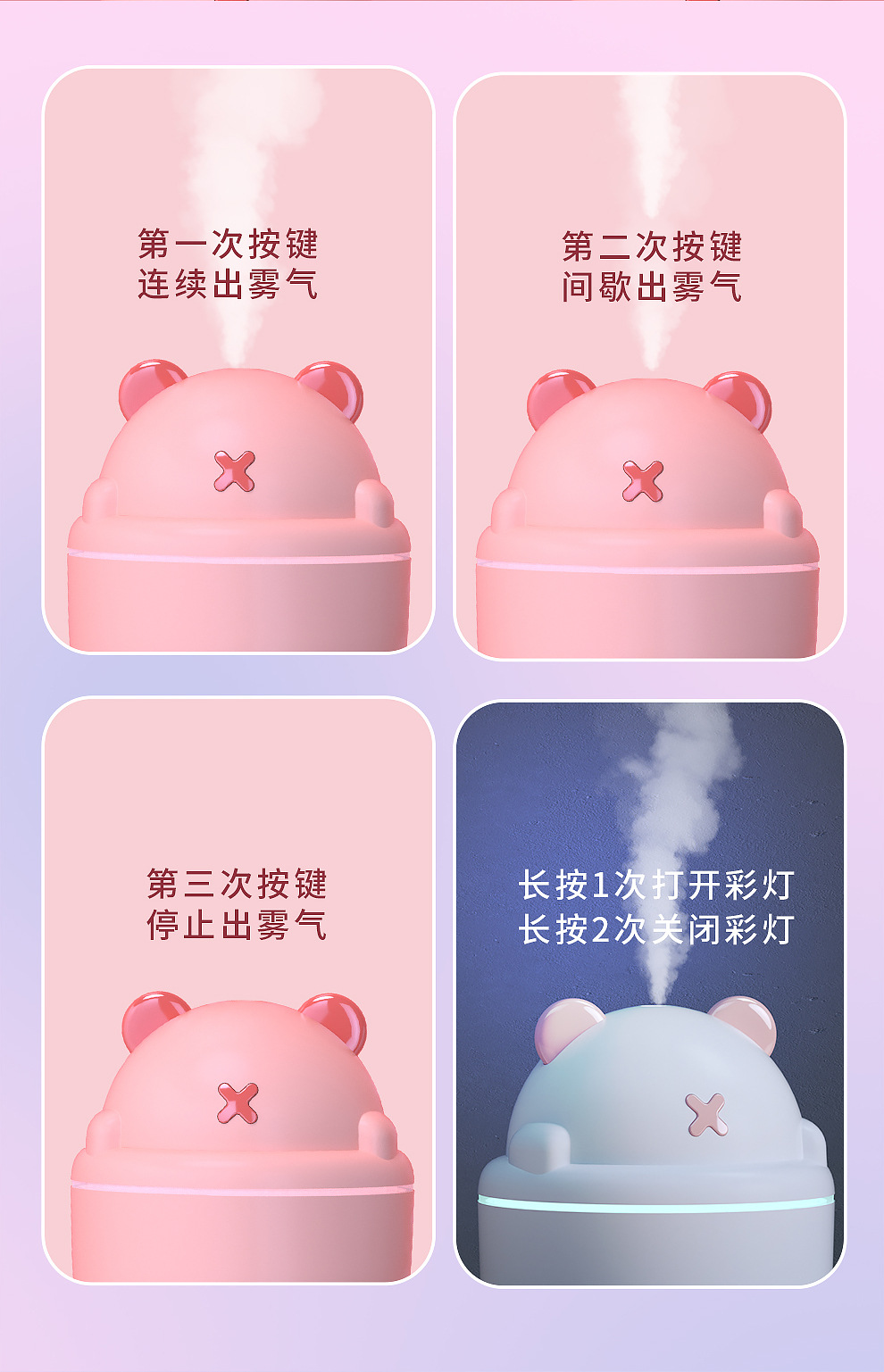 The new small usb home, office and car aroma spray mini air humidification atomizer from Bear Humidifier pic 9