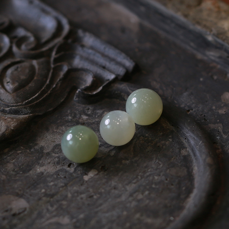 DIY Hetian jade accessories: round beads, loose beads, Qinghai material 108 Buddhist prayer beads, Hetian jade long chain accessories, crystal ornaments pic 17