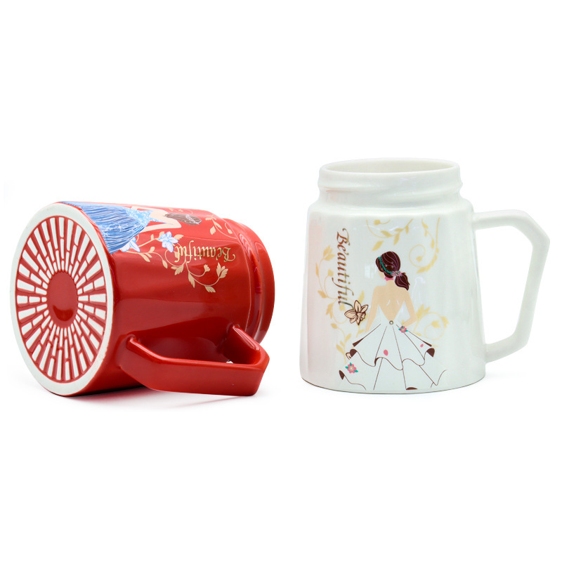 Ceramic insulated cup, 55-degree constant temperature cup, heating coaster, mirror cover, handle spoon set, high-end business gift box pic 12