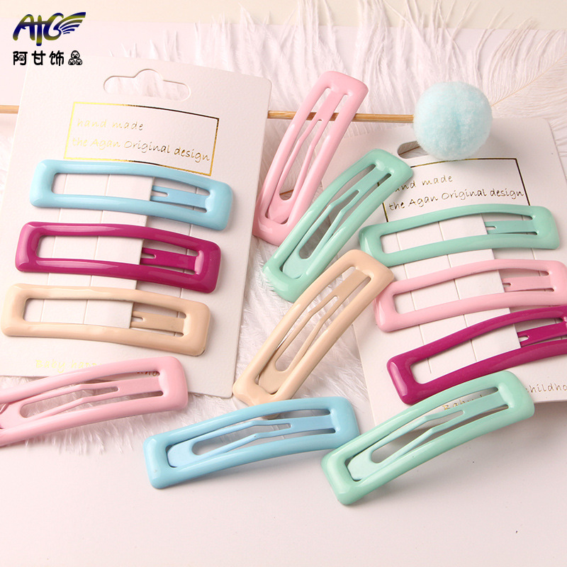 韩式网红一字夹袋装发夹女可爱头饰简约黑色发卡波浪夹子儿童发饰详情31