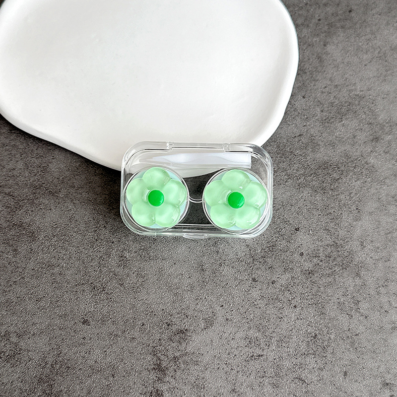 The no-screw cap contact lens case, cute little flower companion box, transparent flip-top one-piece beauty contact box and care box are exclusively for foreign trade pic 10