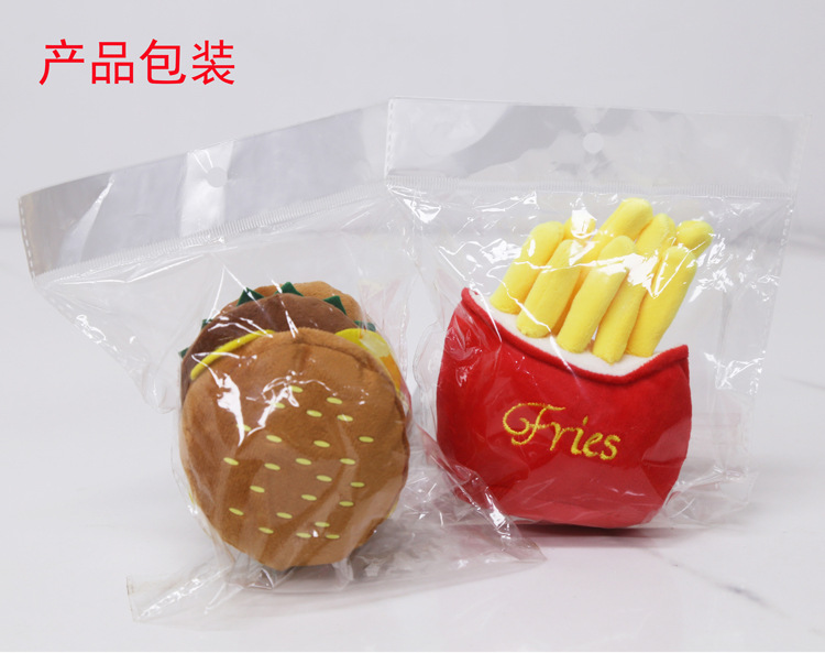 Cat plush sound-making toys, cute cat toys, French fries, hamburgers, pet supplies, toys, small and medium-sized dog teddy pic 12