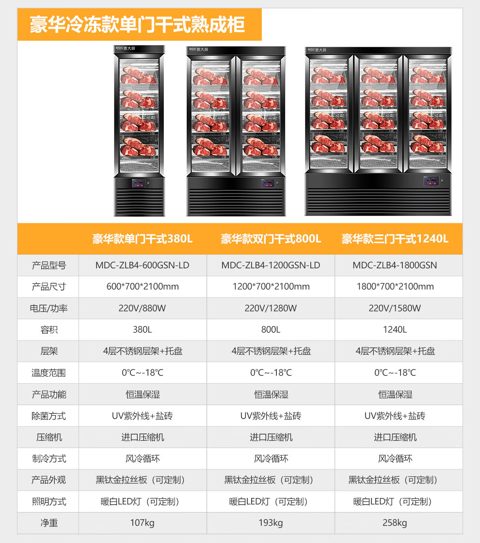 麦大厨家用牛排智能冷藏柜干式恒温柜高端排酸柜牛肉熟成柜商用详情23