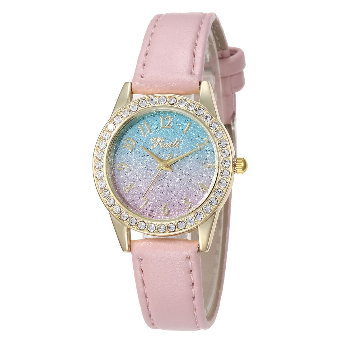 爆款跨境儿童小清新学生风少女动物表盘可爱学生女孩皮带石英手表详情2